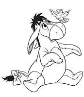 coloriage bourriquet et oiseau